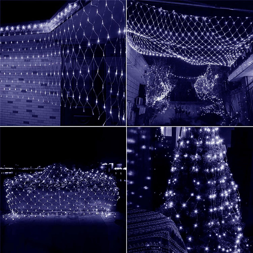 Garden Net Lights Battery Operated 4x6M 672LED Waterproof Net Mesh String Lights 8 Modes Fairy Lights for Indoor Outdoor Christmas Tree Bush Garden Backyard Décor