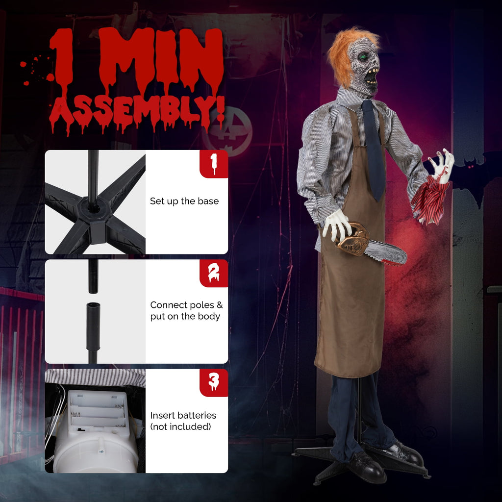 Zimtown 5.7FT Halloween Animatronic Chainsaw Man The Sound Activated Halloween Prop
