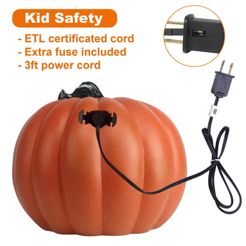 Active Mind Ltd 2-Piece LED Light-Up Halloween Pumpkin Set, Waterproof Indoor and Outdoor Jack-O'-Lantern Decor for Porch Party Haunted Trail