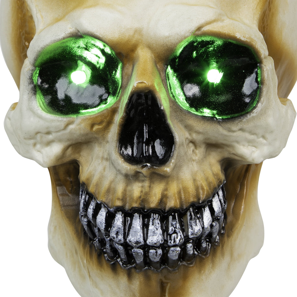 Northlight LED Lighted Skeleton Head Halloween Outdoor Pathway Markers with Sound - 15" - Set of 3