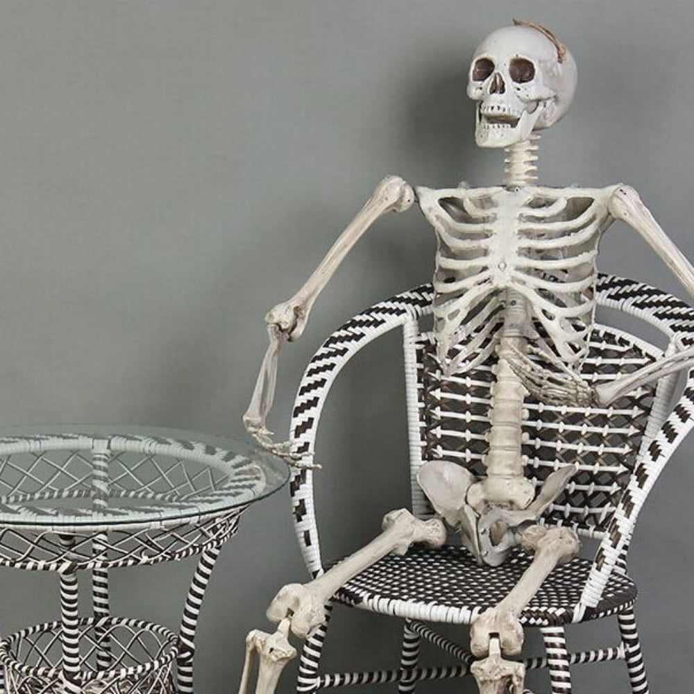 2 Pack 5.4Ft Halloween Skeleton Decorations, Life Size Full Body Skeleton with Movable Joints, Indoor Outdoor Halloween Props for Yard, Porch and Haunted House