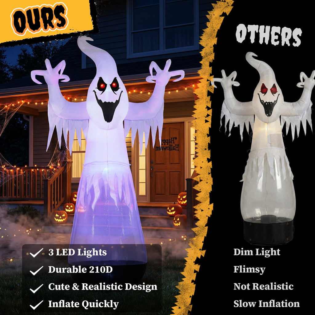 Ktaxon 12' Halloween Inflatables Ghost Outdoor Halloween Decoration,Color Change,Built-In LED