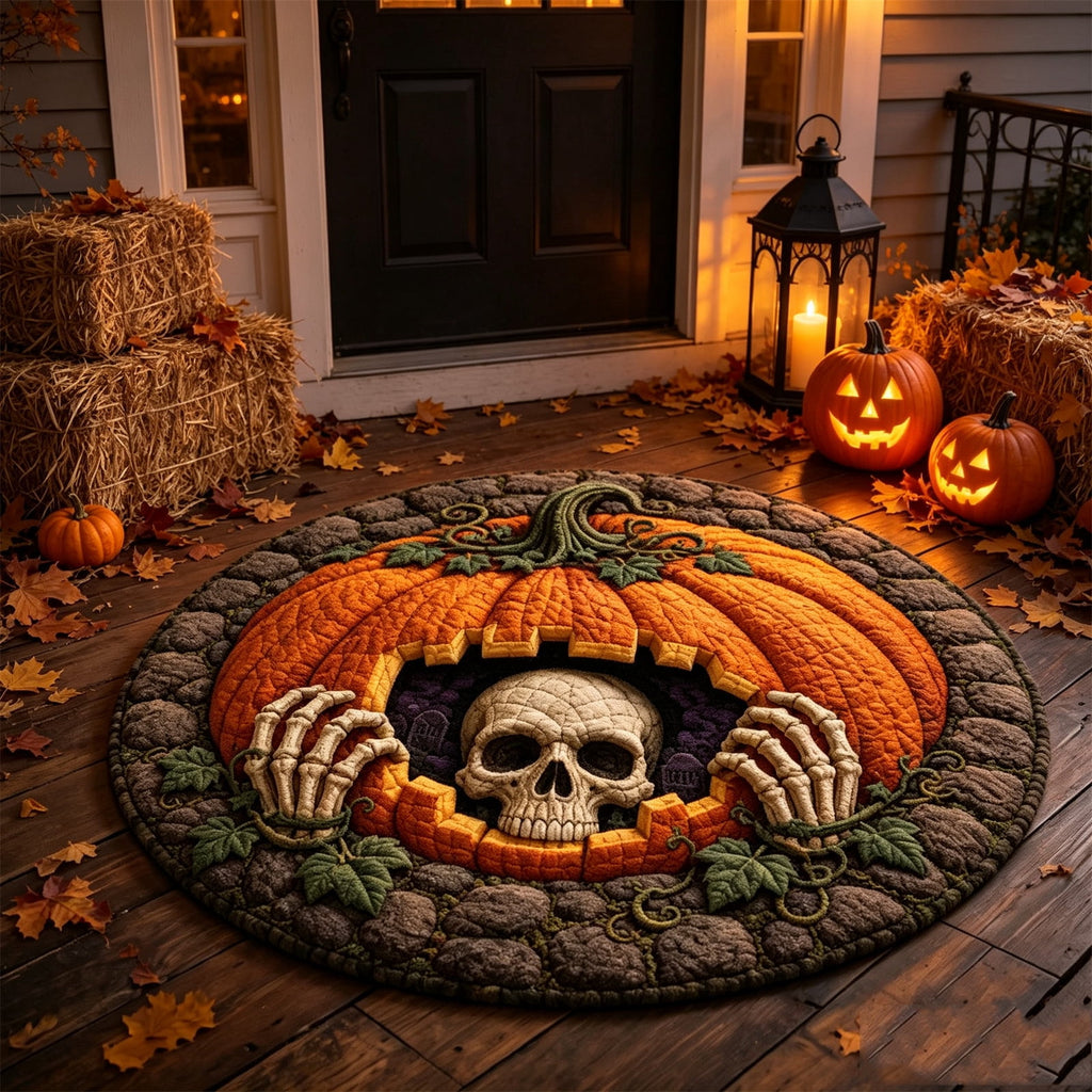 ZJNGJC 3D Circular Halloween Doormat Whimsy Charm Decoration For Indoor Space Weird Themed Entryway Rug D