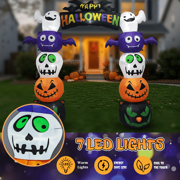 COTINSE 8.2FT Halloween Decorations Inflatable Pumpkin Archway with 7 LED Lights, Blow Up Outdoor Yard Decor & Party Supplies