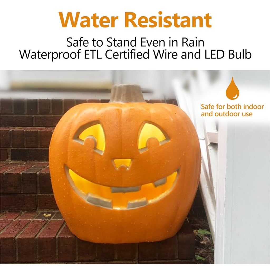 Gamexcel 21" LED Light-Up Jack O Lantern, Pre-lit Halloween Plastic Pumpkin Lights for Indoor/Outdoor Decoration - Angry Face