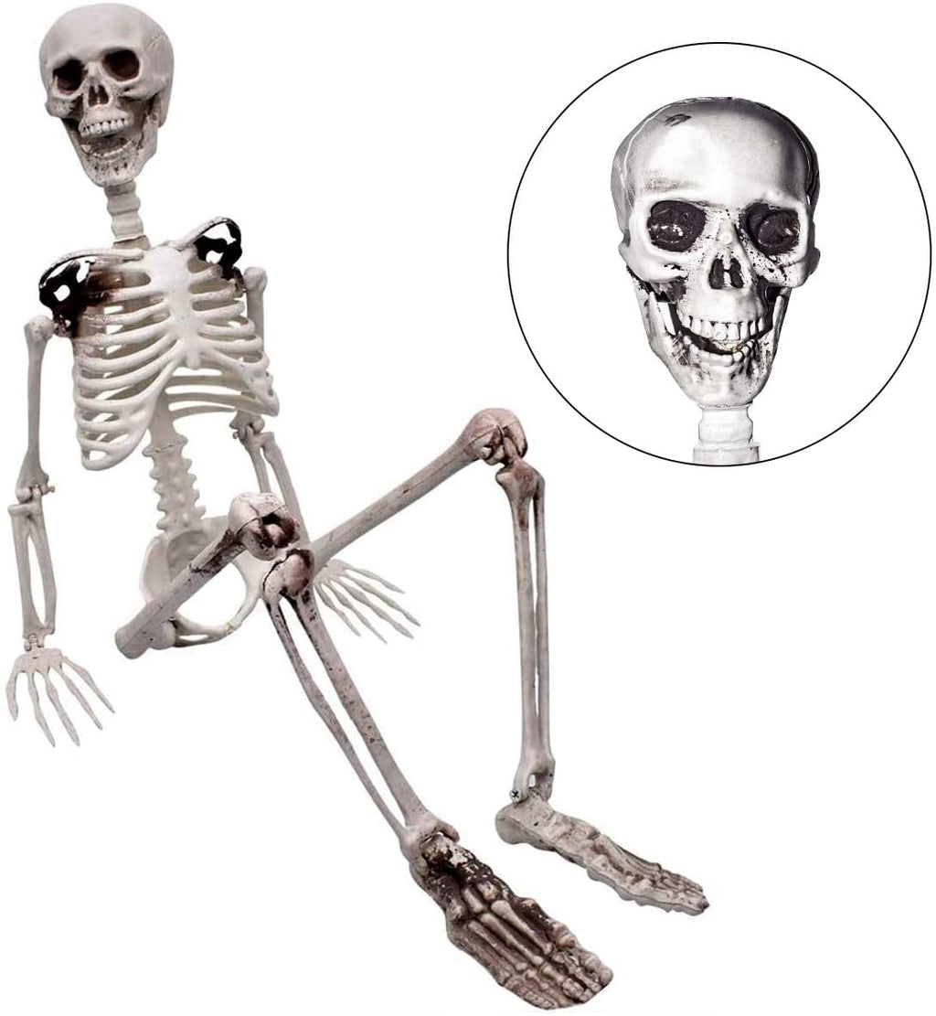 OZMI 5' 4" Tall Halloween Skeleton Decoration for Haunted House, 63 Inch Plastic Life Size Skull Skeleton for Halloween Party Haunted House Bar Yard Graveyard Decorations Party Supplies