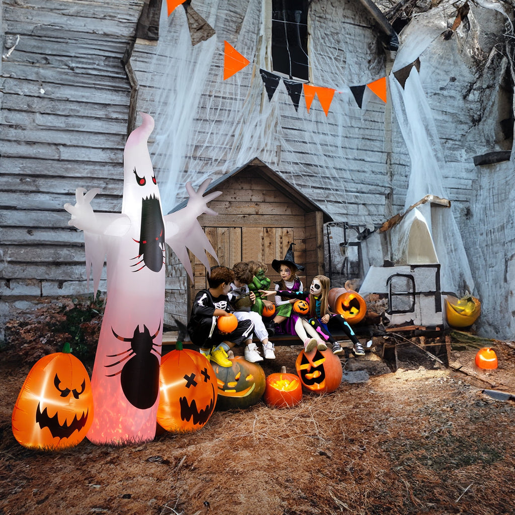 11.8FT Halloween Inflatable Ghost Spider Pumpkin with LED Lights for Yard