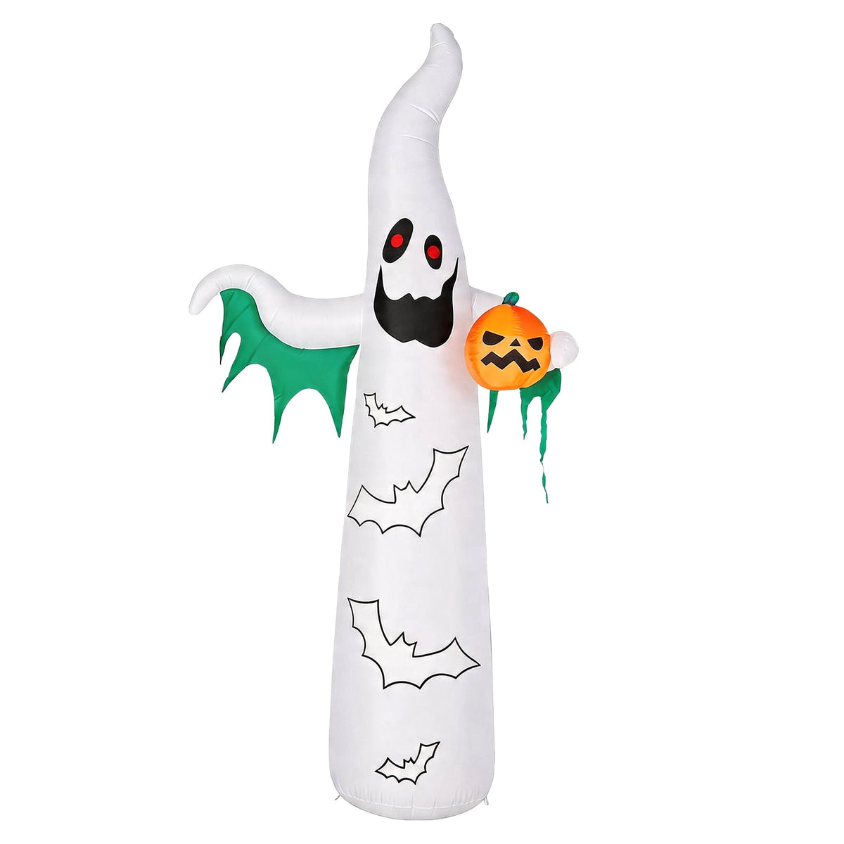 12ft Halloween Inflatable Ghost Bat Ornament with 4 LED Lights 82 String Lights