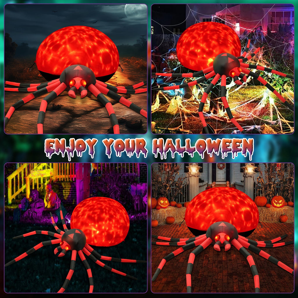 Yexmas 12FT Halloween Inflatables Outdoor Decorations Giant Spider Decorations with LED Lights and Air Pump Blow up Inflatable Green