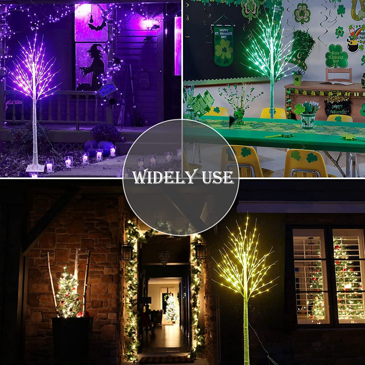 6FT Lighted Birch Tree for Halloween Decorations, 35 Colors Birch Tree with 120 LED Lights Color Changing, White Trees with Multicolor Lights Remote Timer for Home Holiday Party Indoor Outdoor