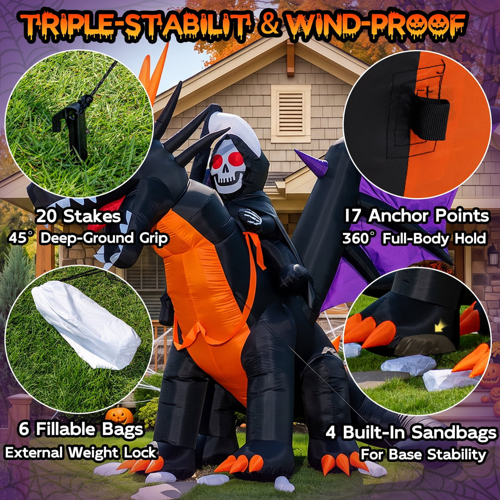 BSHAPPLUS® 9 ft Halloween Pumpkin UFO Inflatable,Walk-in Inflatable Yard Decor with Levitating Cow,Built-in LED Lights,Outdoor Blow up Decor for Lawn Garden Party,19.7ft Extra-Long Power Cord