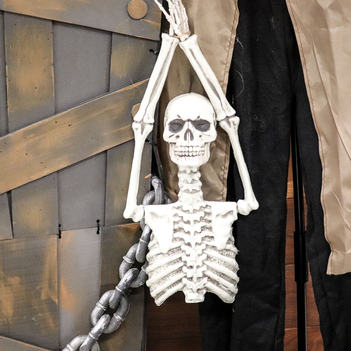 Haunted Hill Farm 5.25 ft Jebediah Bones Animatronic Gravekeeper, Indoor or Covered Outdoor Halloween Decor, Red LED Eyes, Battery-Operated, HHGRVKPR-1FLSA